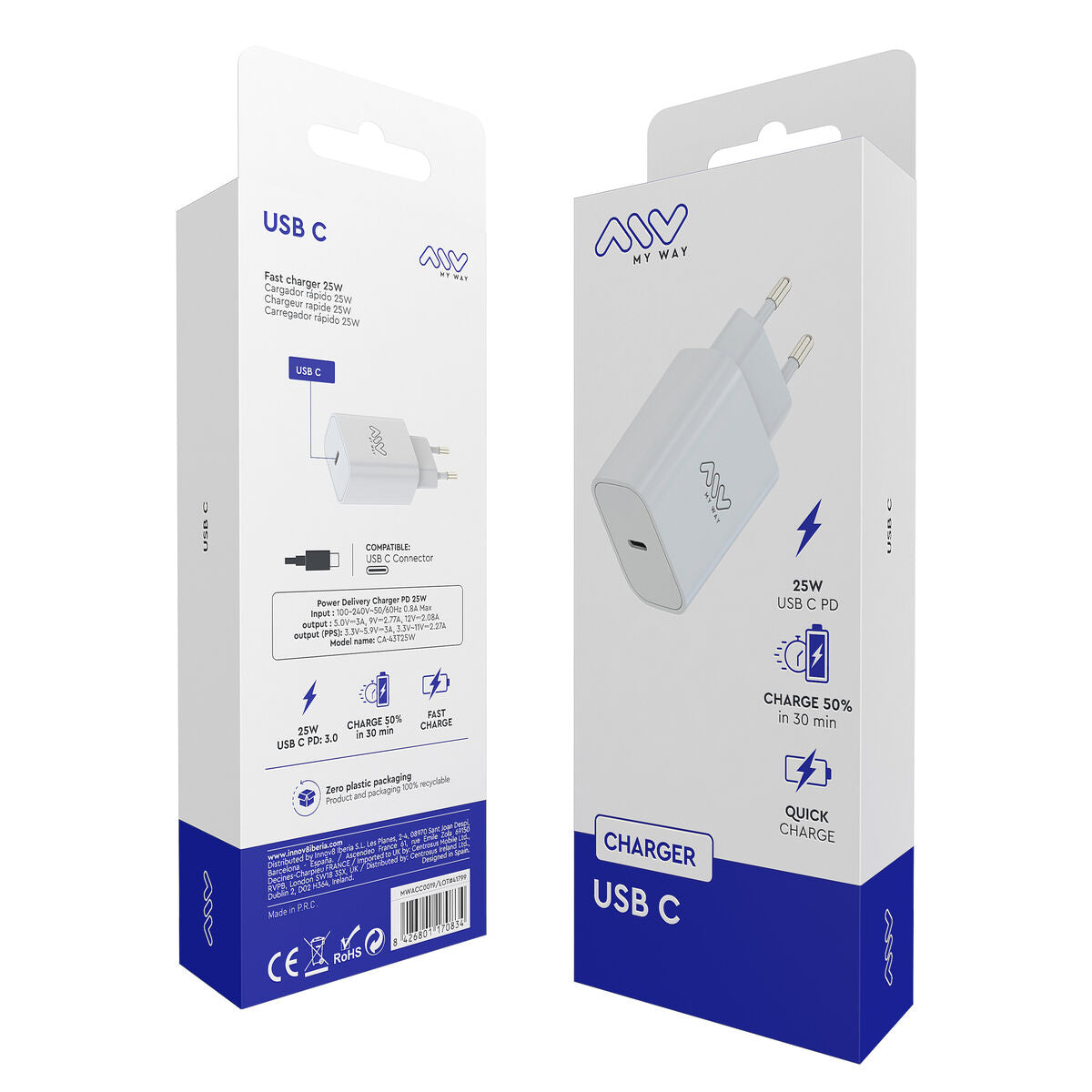 Wall Charger Myway White 25 W