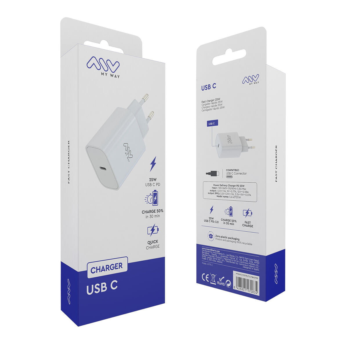 Wall Charger Myway White 25 W