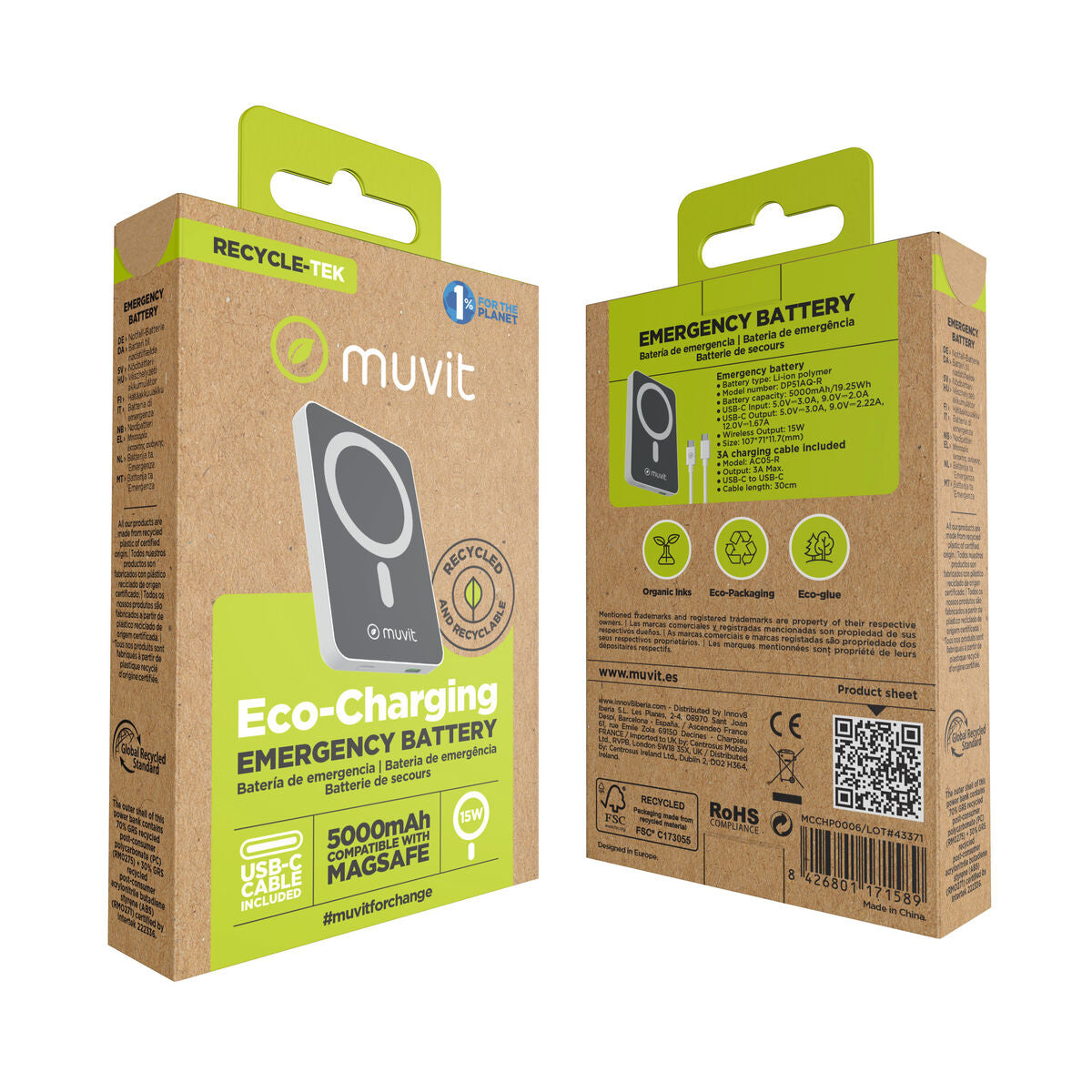 Powerbank Muvit for Change DP51AQ-R White 5000 mAh
