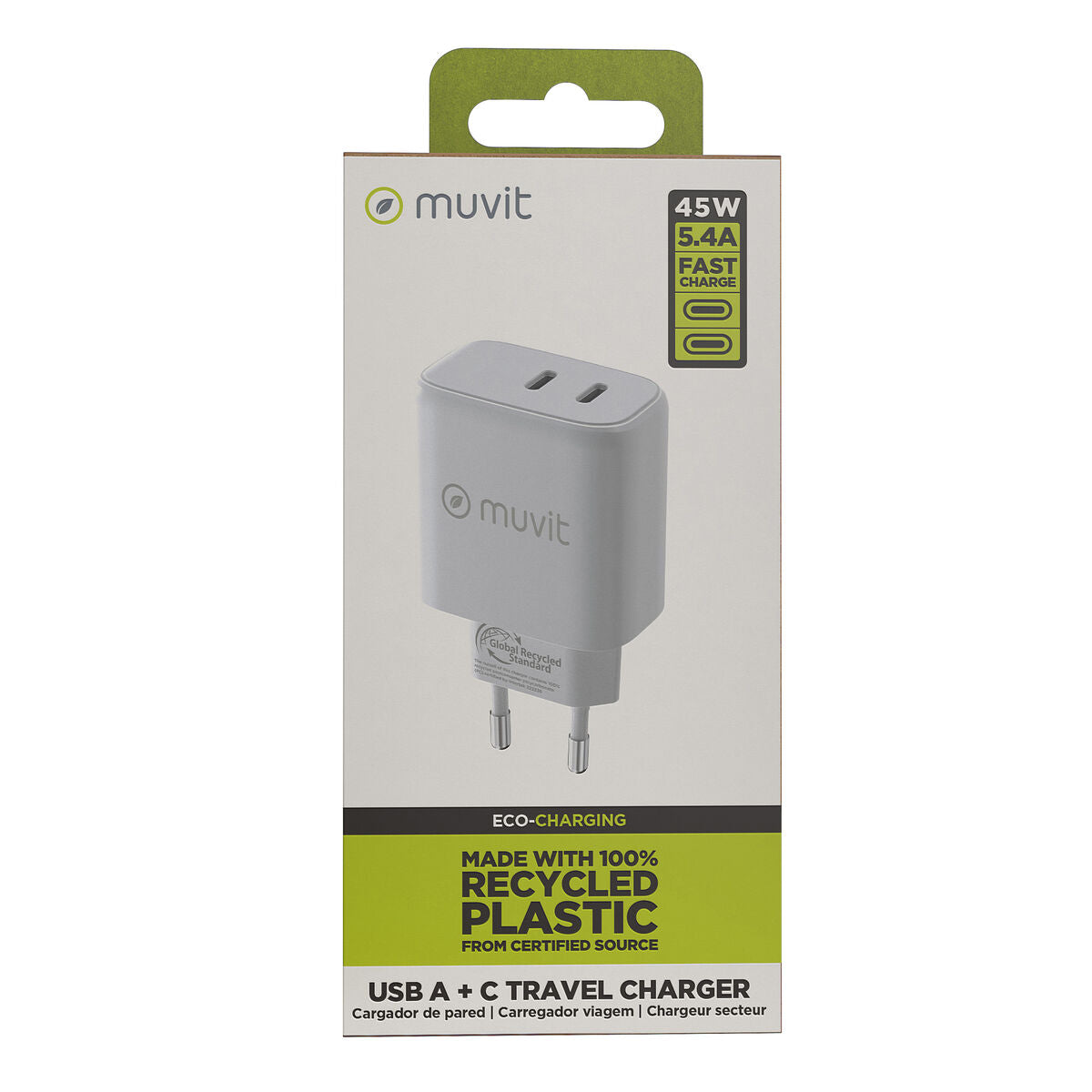 Wall Charger Muvit for Change HC-175 White 20 W 45 W