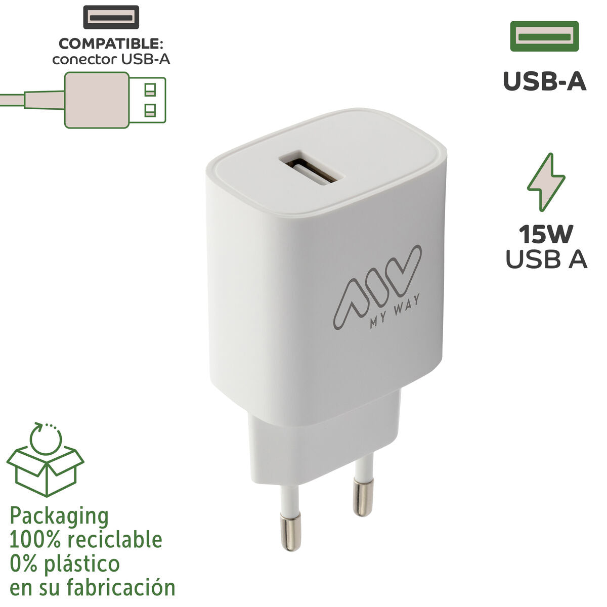 Wall Charger Myway White 15 W