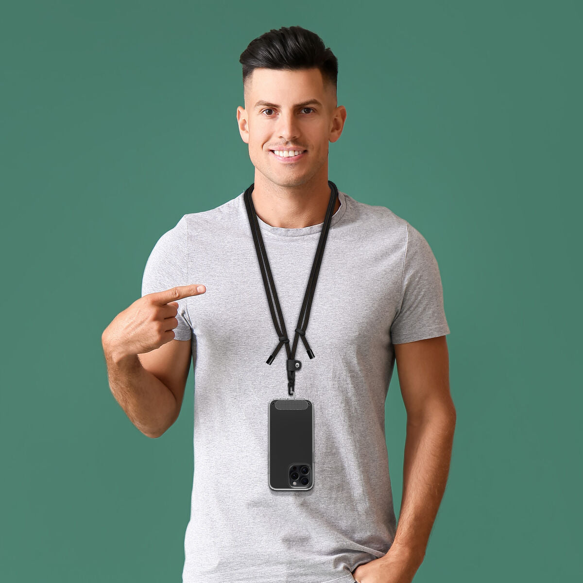 Mobile Phone Lanyard Muvit for Change Black