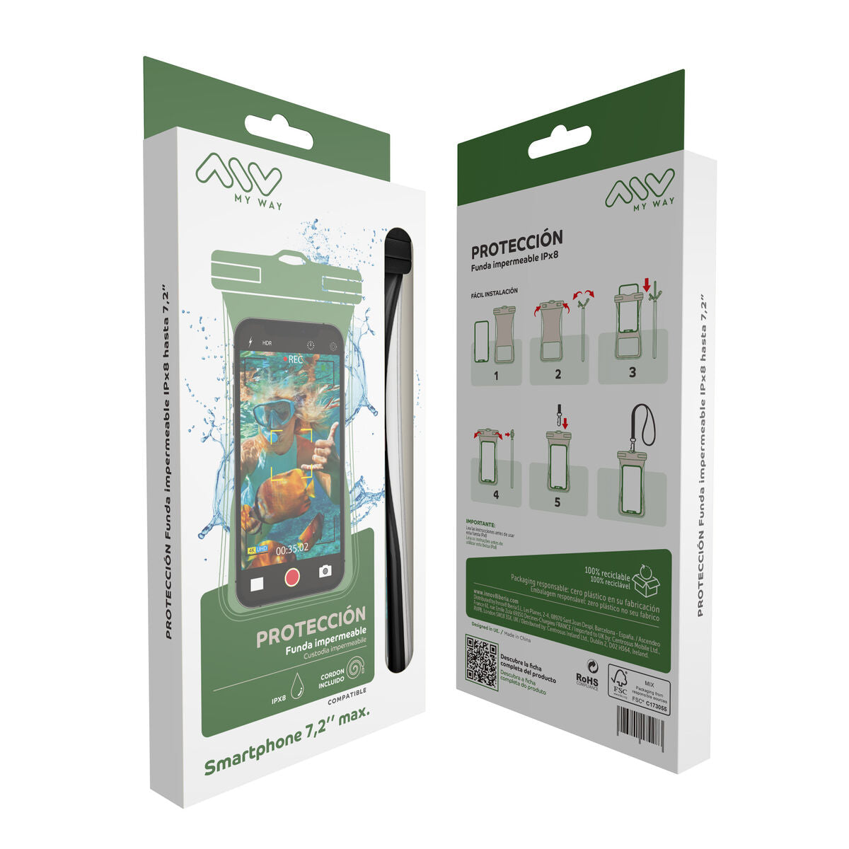 Waterproof case Myway Floating Black Universal 7,2" (7")