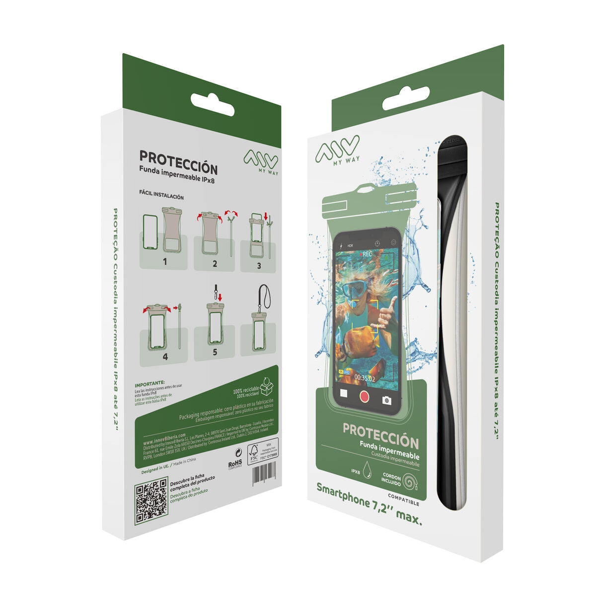 Waterproof case Myway Floating Black Universal 7,2" (7")