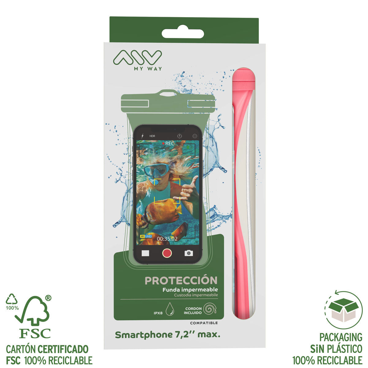 Waterproof case Myway Floating Pink Universal 7,2" (7")