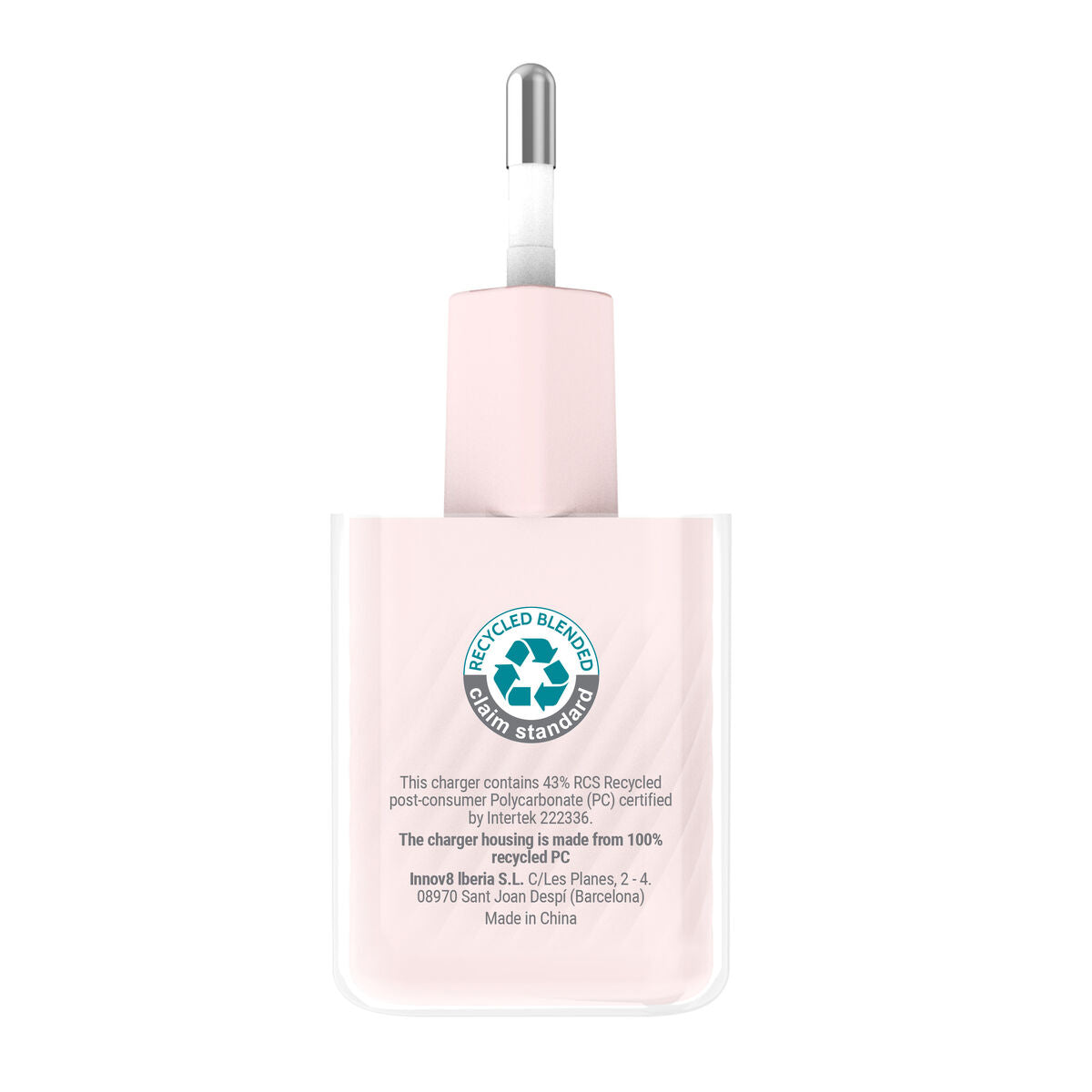 Wall Charger + USB-C Cable Muvit for Change  Glass GaN Pink