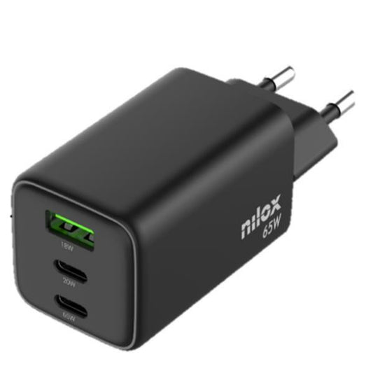 Wall Charger Nilox NXGANUSBC65 Black (2 Units)