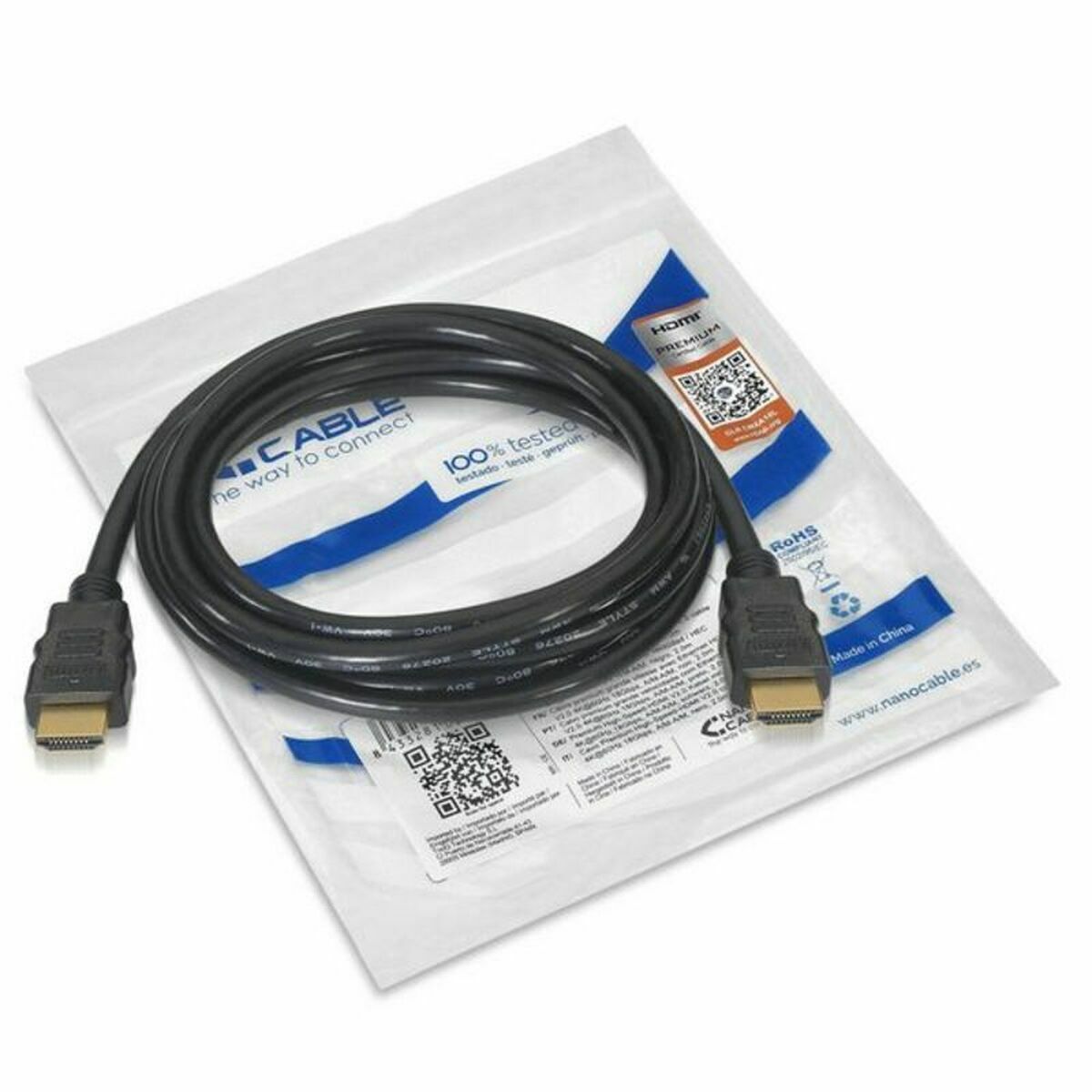 HDMI Cable NANOCABLE HDMI V2.0, 1m Black 1 m