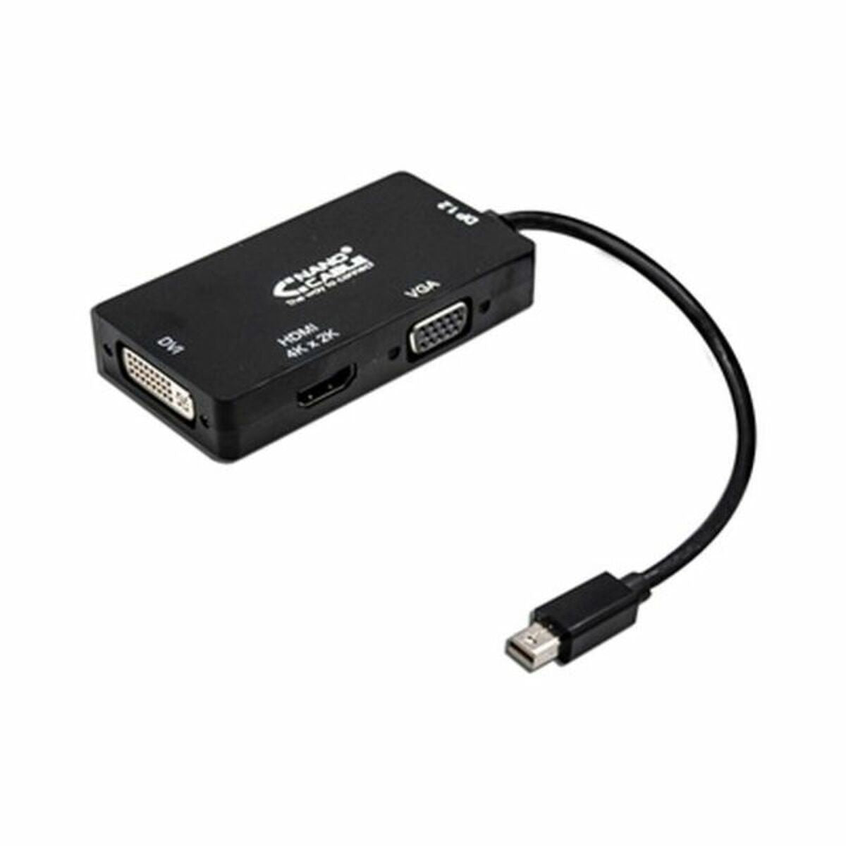 Mini DisplayPort to VGA/DVI/HDMI adapter 3 en 1 NANOCABLE 10.16.3302-BK Black