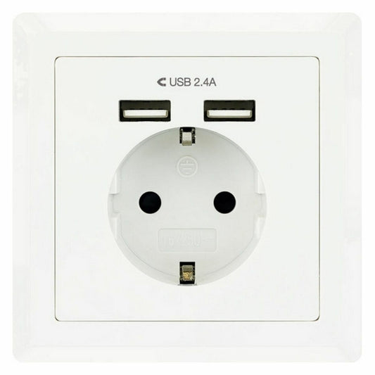 Wall Plug with 2 USB Ports TooQ 10.35.0010 5V/2.4A White 2,4 A