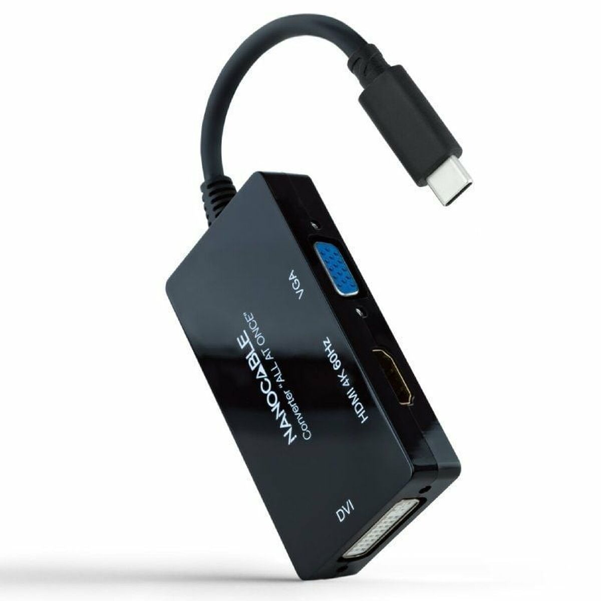 USB-C to VGA/HDMI/DVI Adapter NANOCABLE 10.16.4301-ALL Black 20 cm