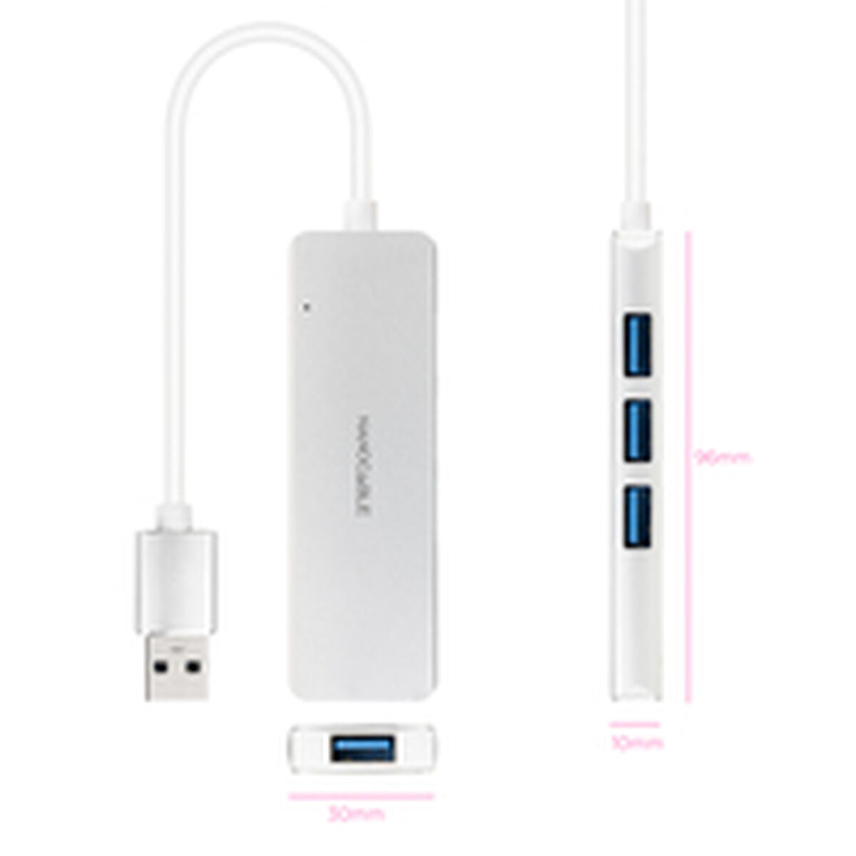 USB Hub NANOCABLE 10.16.4602 Silver
