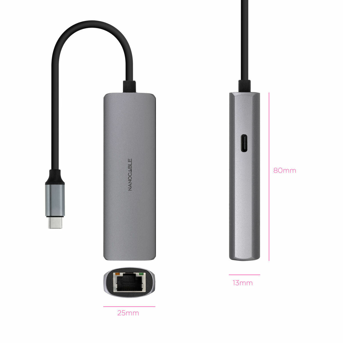 USB Hub NANOCABLE 10.16.4603 Grey 100 W