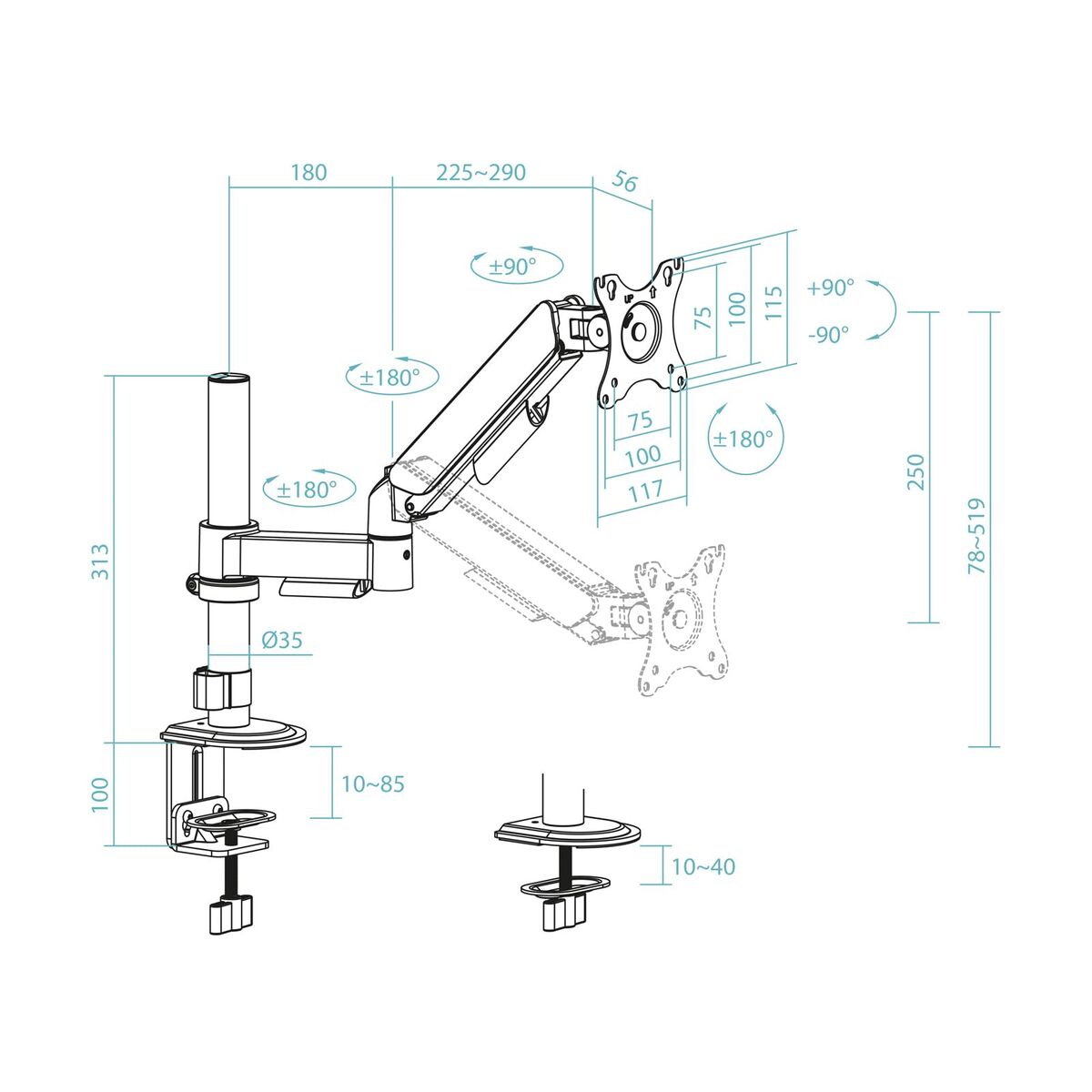 Gaming Monitor TooQ DB1532TNR-B 17"-32"
