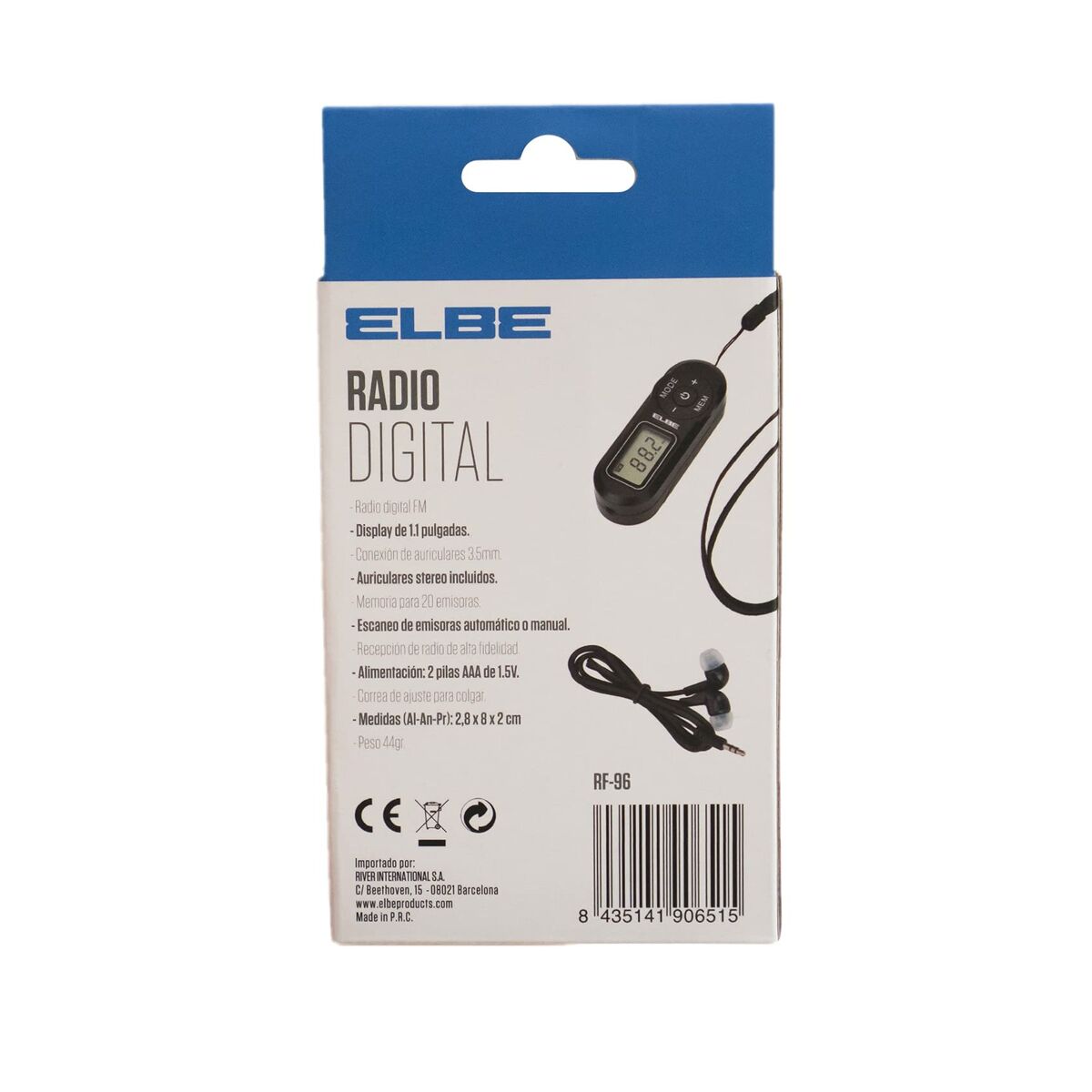 Portable Digital Radio ELBE RF96 Black FM Mini