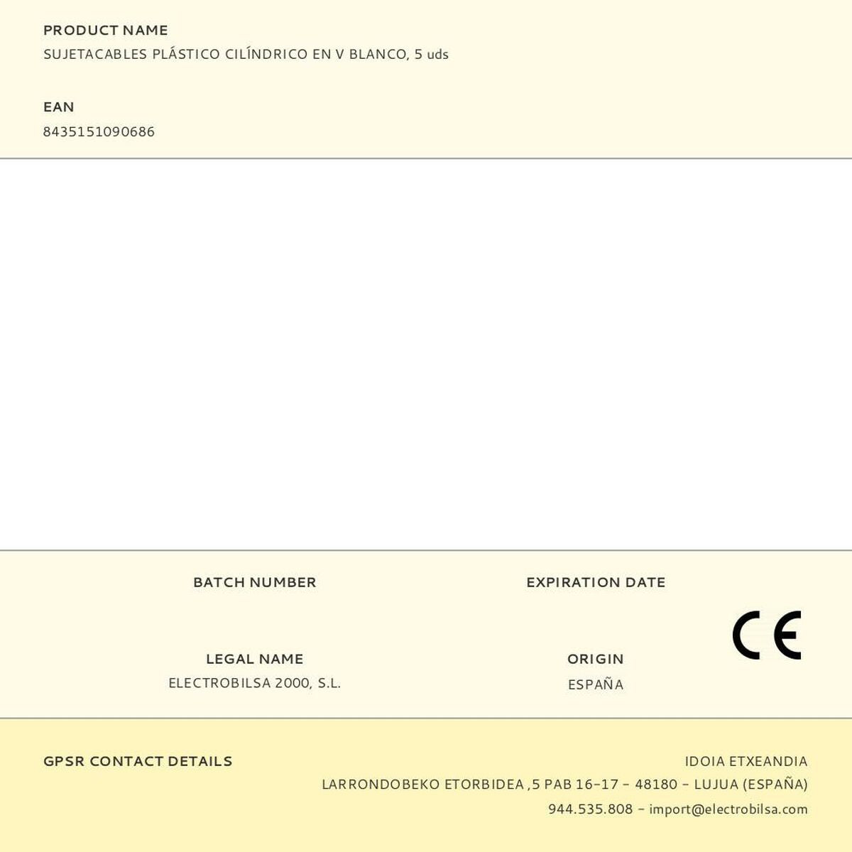 Cable holder F-line White Plastic 5 Units