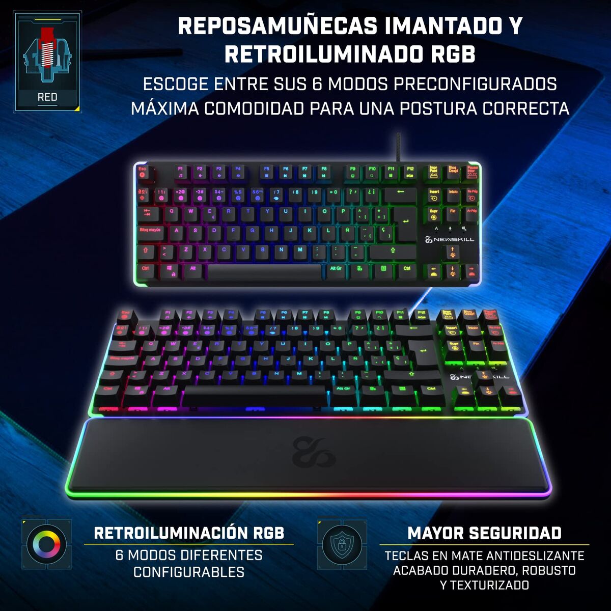 Keyboard Newskill NS-KB-GUNGNYR-GAT-RE Spanish Qwerty QWERTY Black