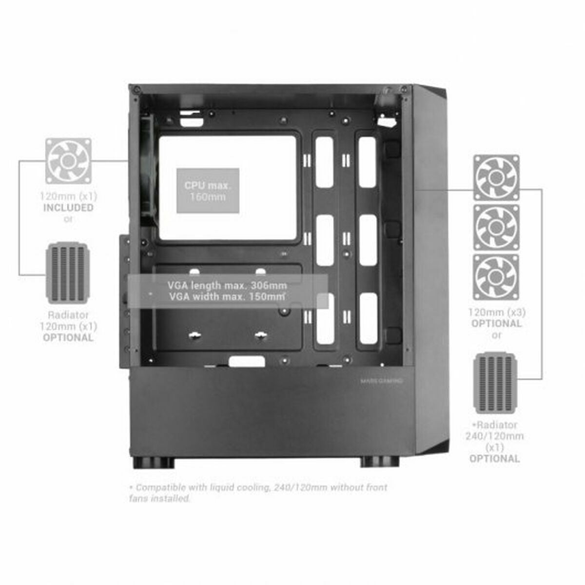 ATX Semi-tower Box Mars Gaming MC2000 Black