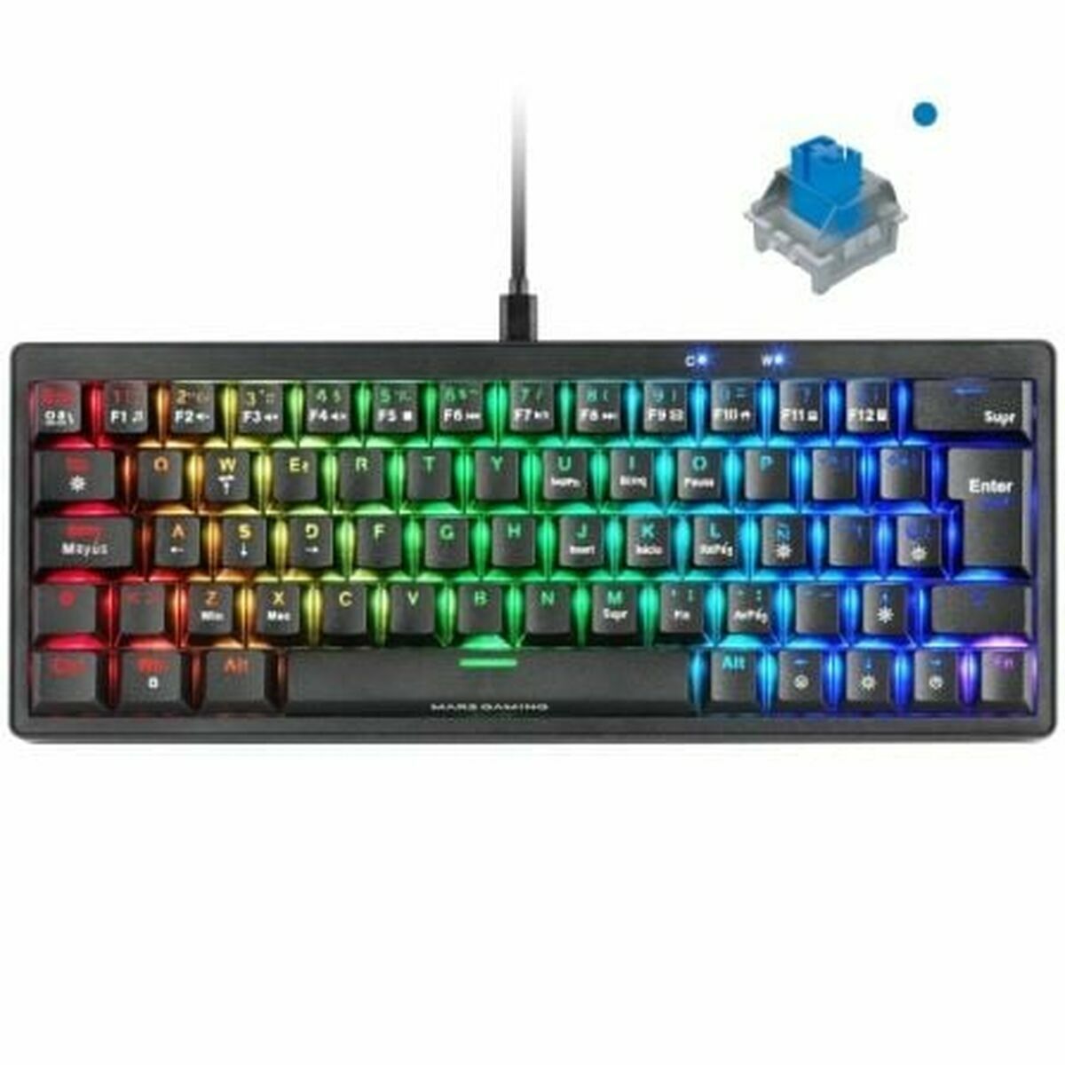 Gaming Keyboard Mars Gaming MKMINIPROBES Qwerty US Black