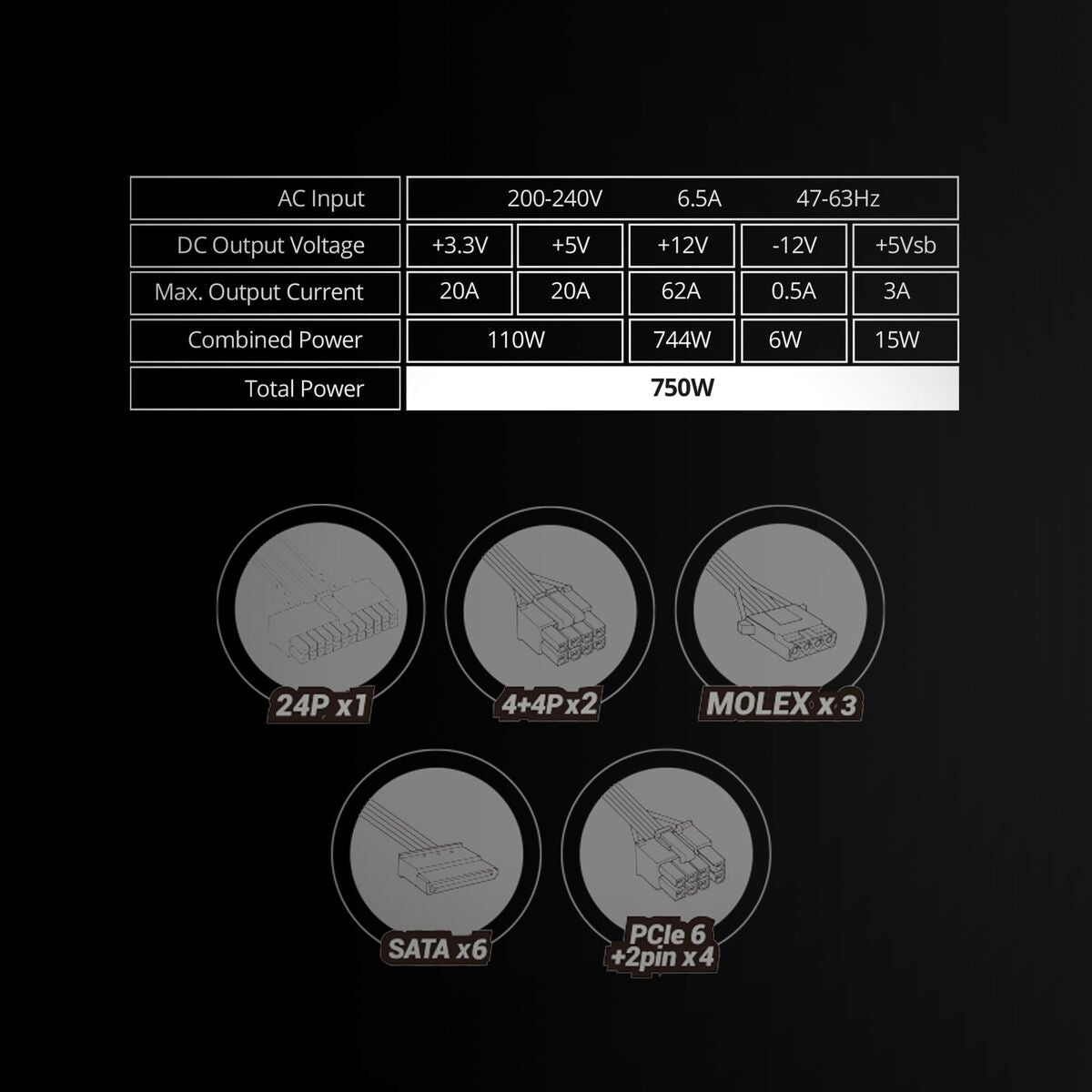 Power supply Mars Gaming MPVU750SIM ATX 750 W 80 Plus Silver