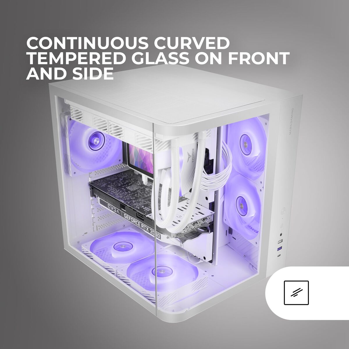 ATX Semi-tower Box Mars Gaming MCCURVW White