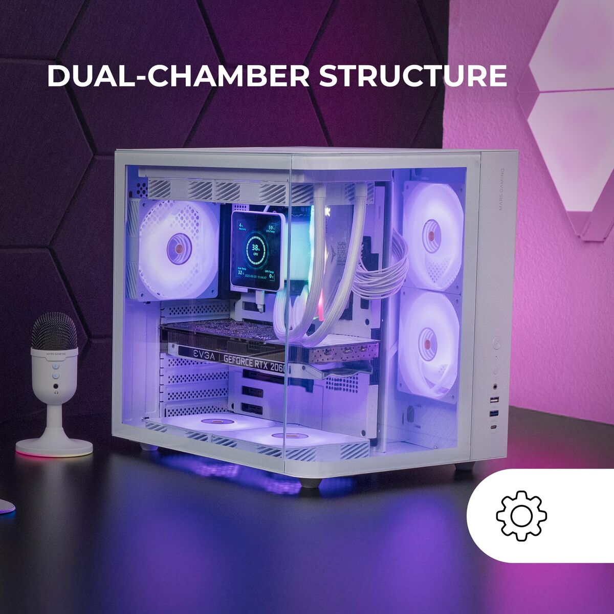 ATX Semi-tower Box Mars Gaming MCCURVW White