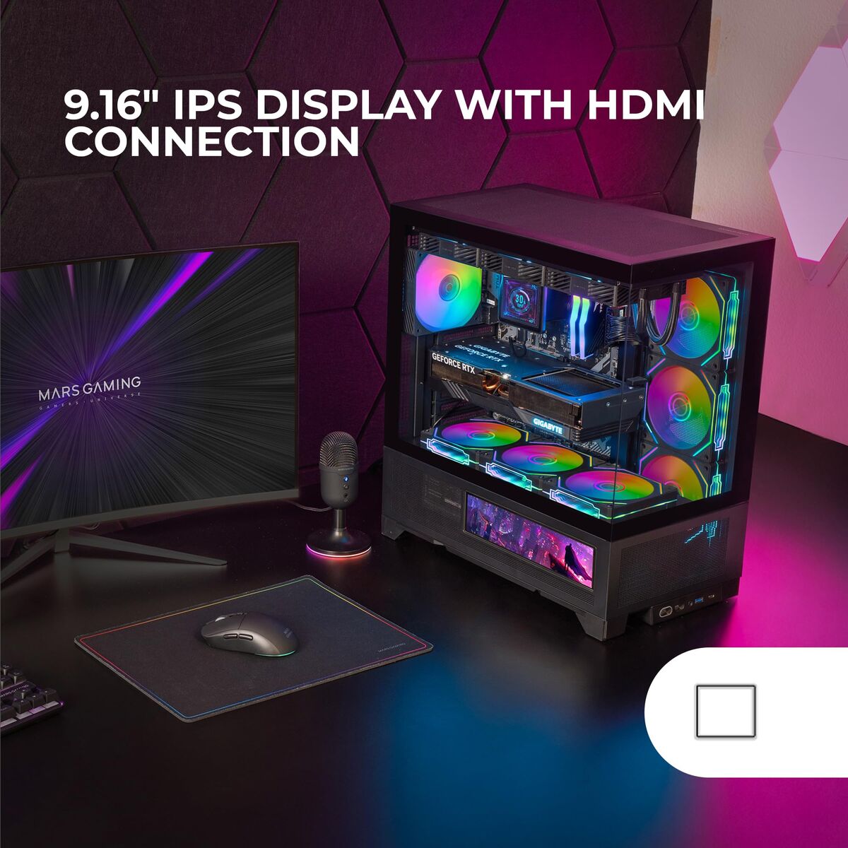 ATX Semi-tower Box Mars Gaming MCLCDX Black