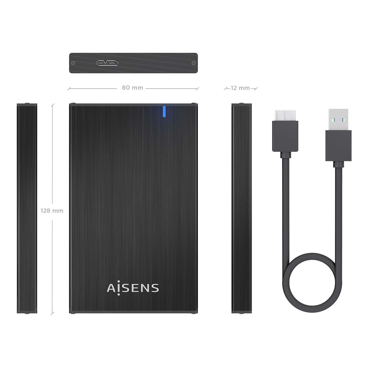 External Box Aisens ASE-2527B Black 2,5"