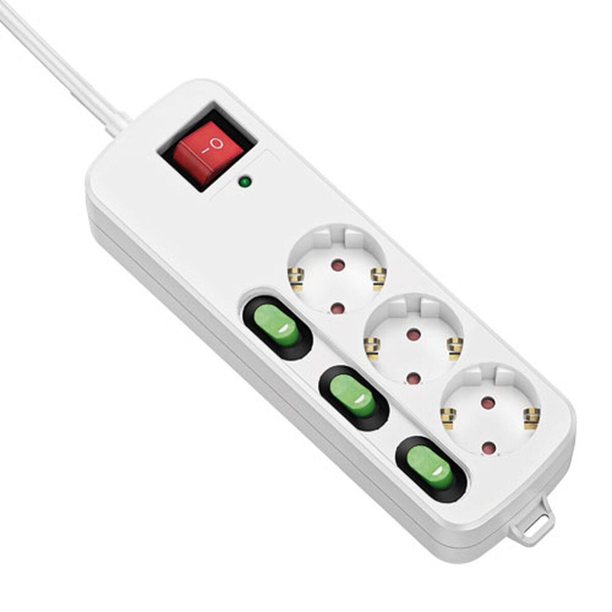 3-socket plugboard with power switch TM Electron 3680 W White (1,5 m)