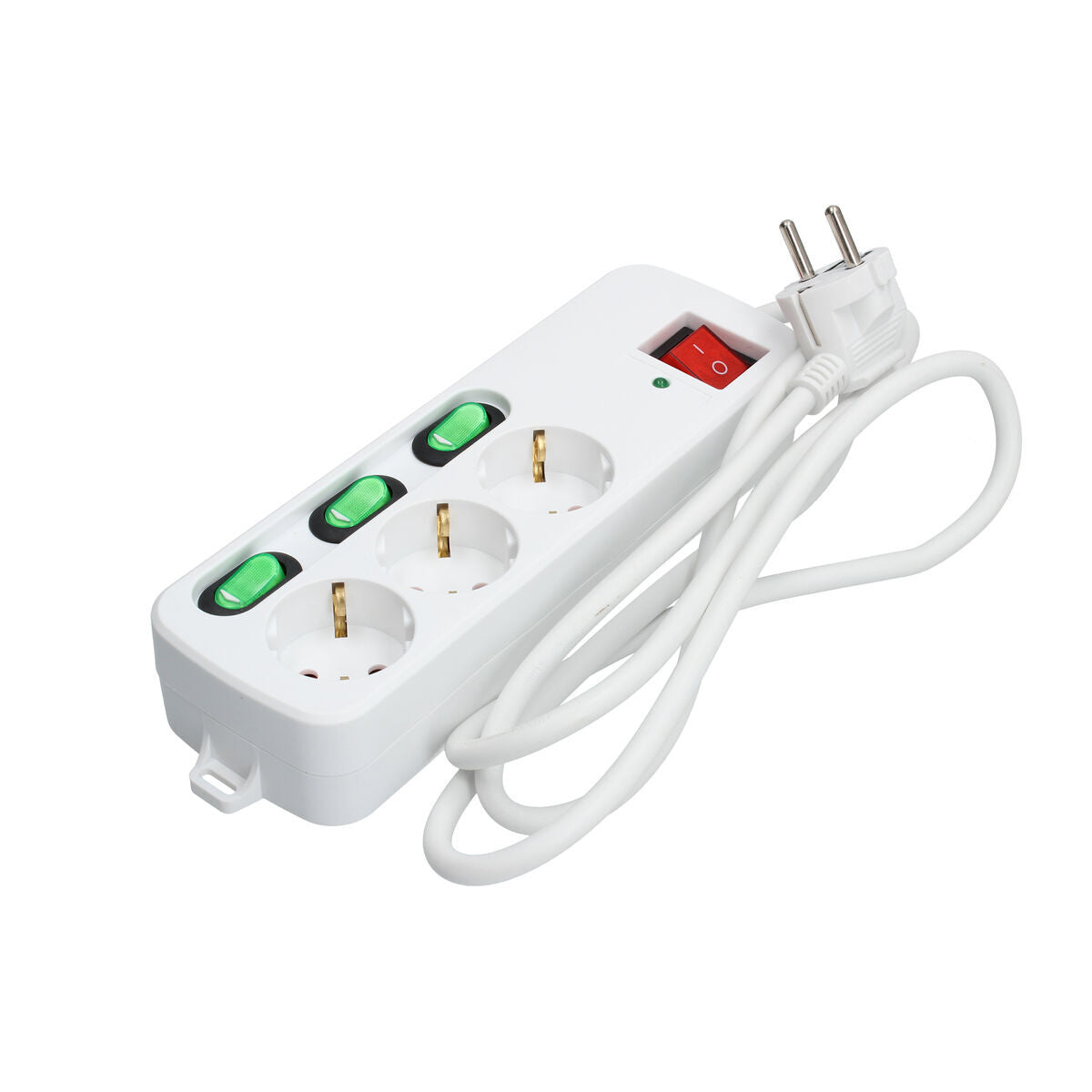 3-socket plugboard with power switch TM Electron 3680 W White (1,5 m)