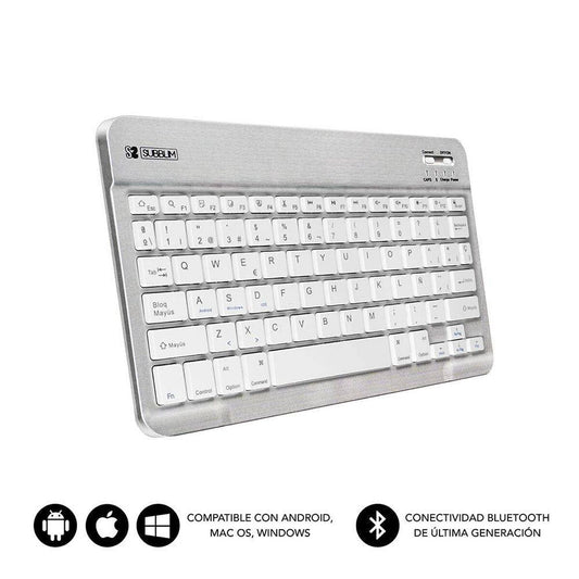 Bluetooth Keyboard Subblim SUB-KBT-SM0001 Silver Spanish Qwerty