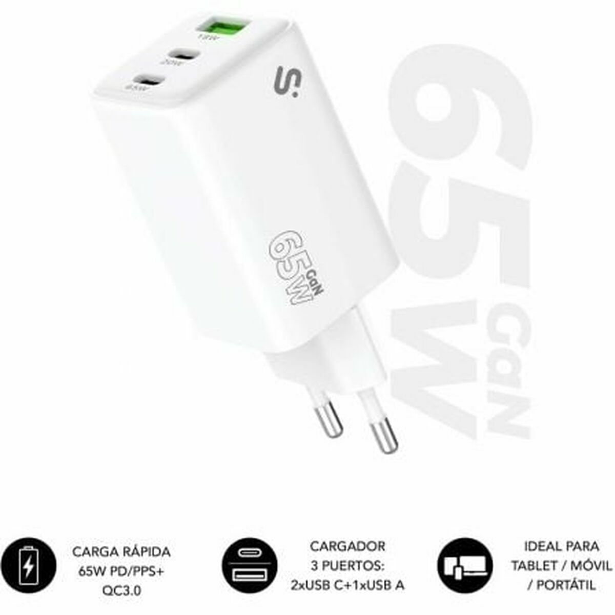 Wall Charger Subblim SUBCHG-6G6530 White 65 W 120 W