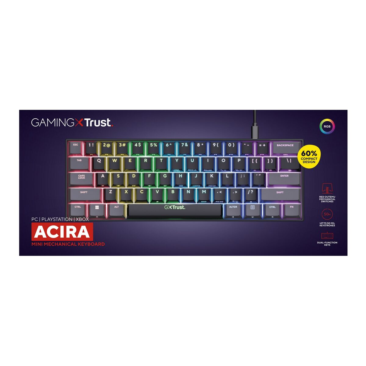 Gaming Keyboard Trust GXT 867 Acira Black Multicolour QWERTY Qwerty US