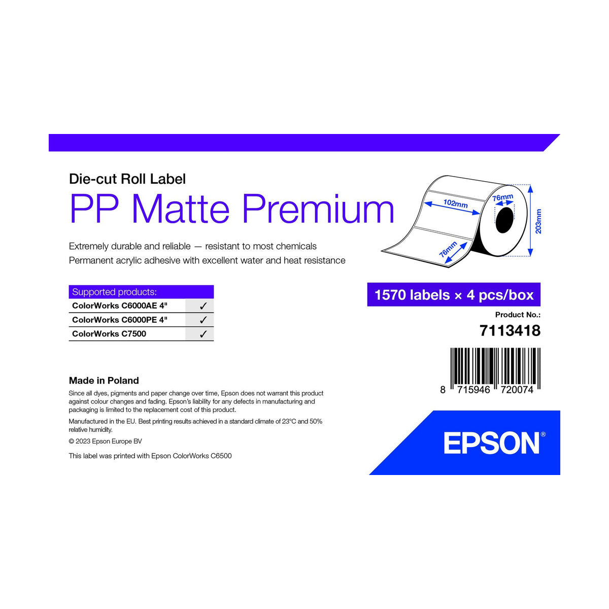 Printer Paper Epson 7113418 White (4 Units)