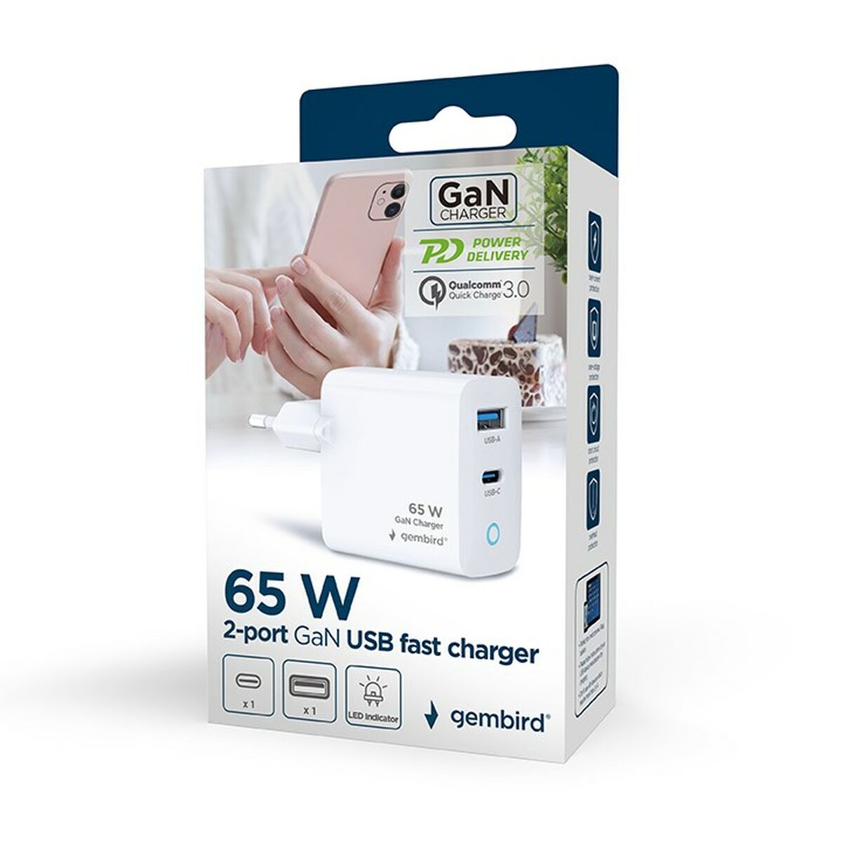 Wall Charger GEMBIRD TA-UC-PDQC65L-W-01 White 65 W