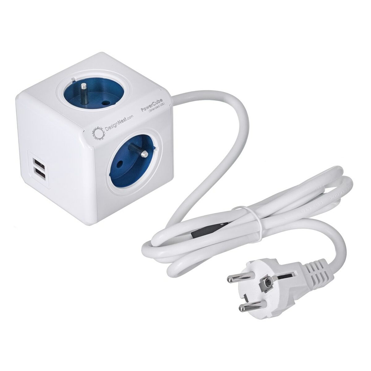 Cube multiplugs Allocacoc PowerCube Extended USB Type E Blue (1,5 m)