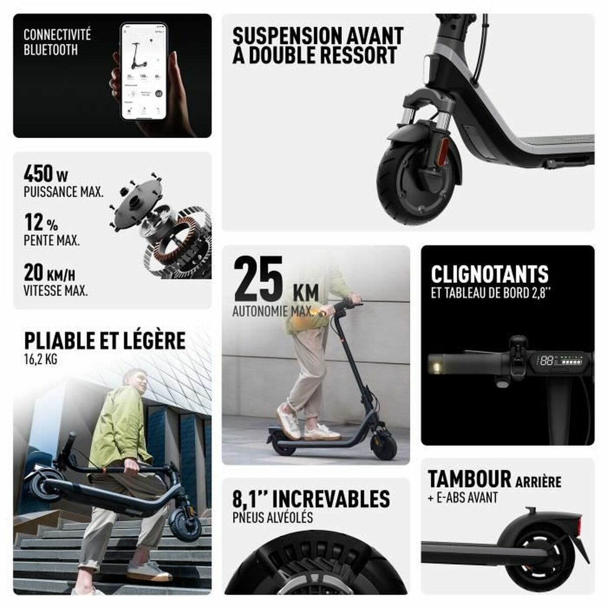 Electric Scooter Segway Black 450 W 20 km/h