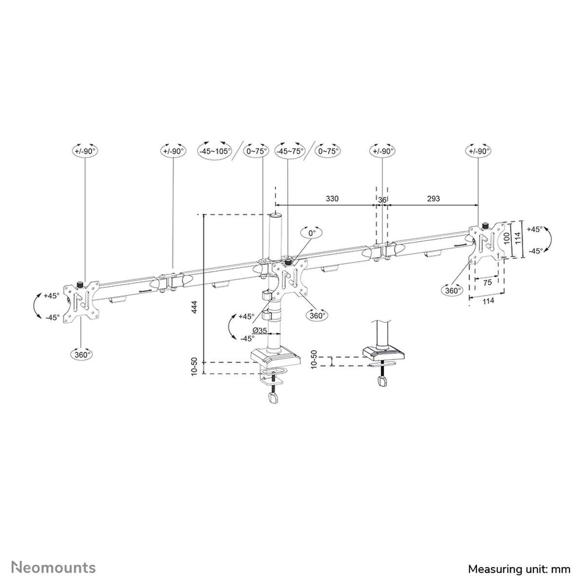 Screen Table Support Neomounts DS60-600BL3 10" 27"