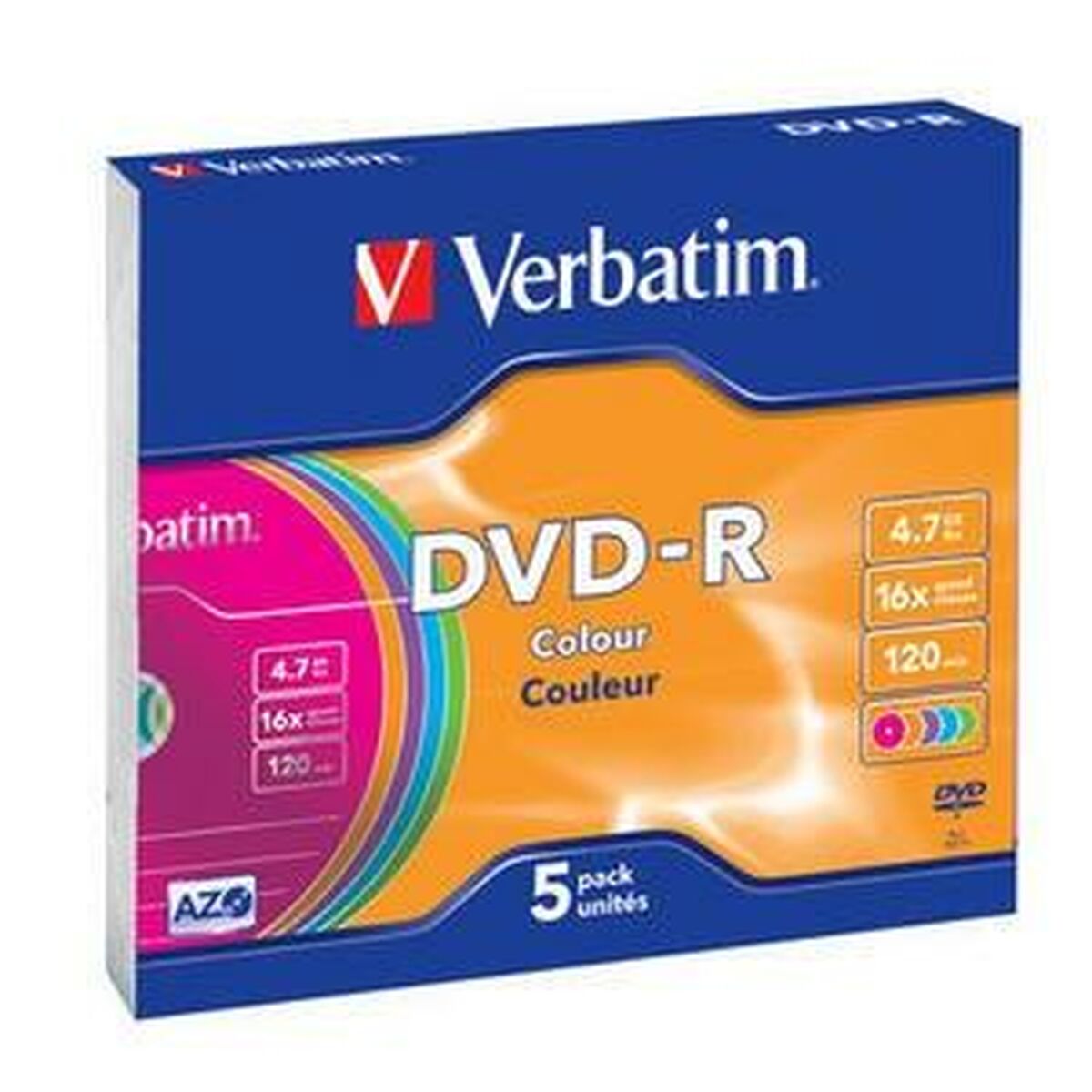 DVD-R Verbatim Colour 4,7 GB 16x 5 Pieces (20 Units)