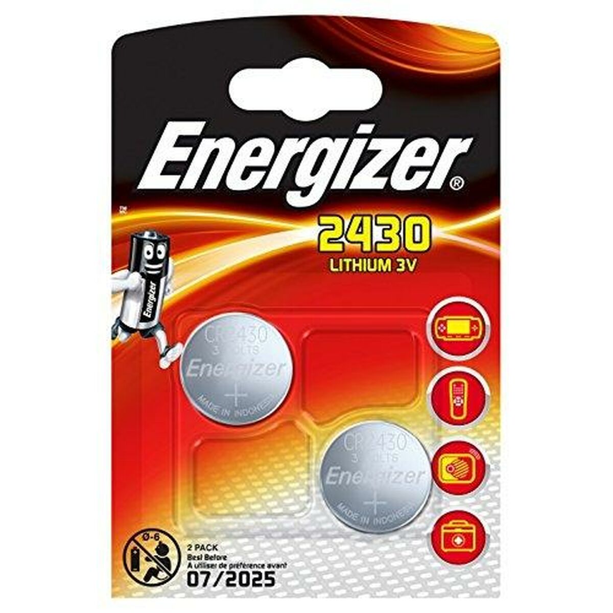 Lithium Button Batteries Energizer 3 V CR2430 (10 Units)