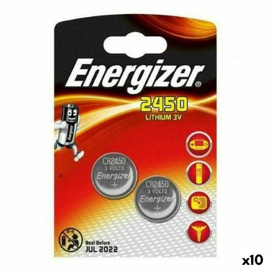 Lithium Button Batteries Energizer 3 V CR2450 (10 Units)