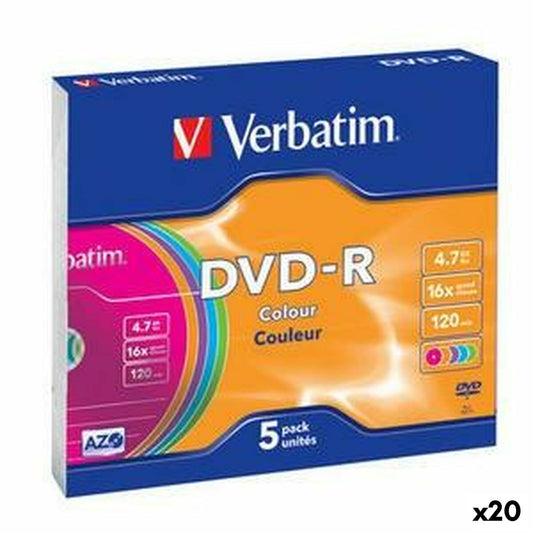 DVD-R Verbatim Colour 4,7 GB 16x 5 Pieces (20 Units)