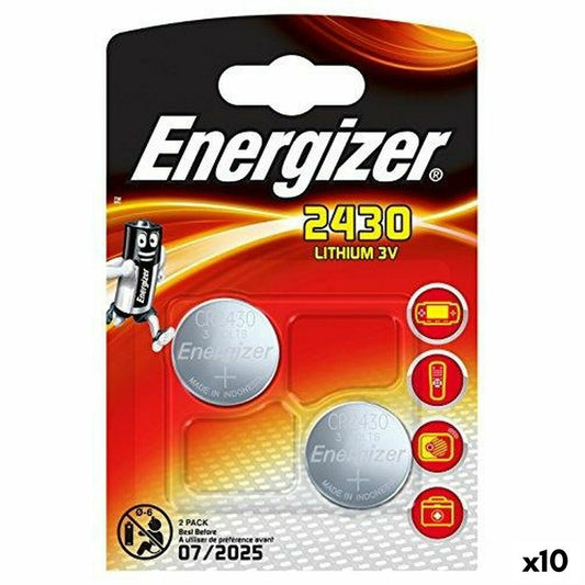 Lithium Button Batteries Energizer 3 V CR2430 (10 Units)