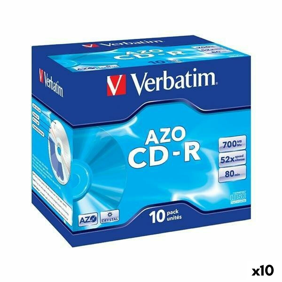 CD-R Verbatim AZO 700 MB 52x 10 Pieces (10 Units)