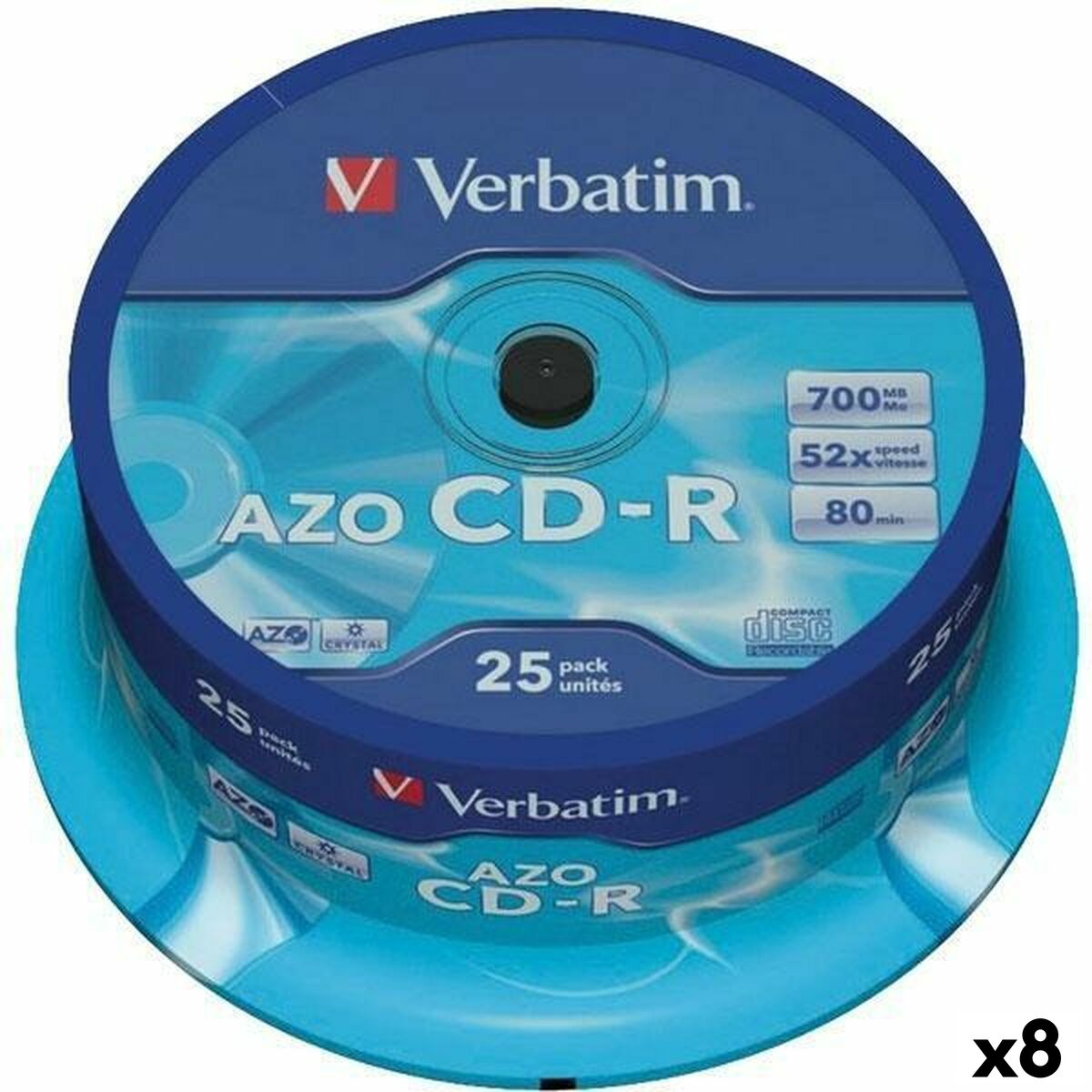 CD-R Verbatim Azo 700 MB 52x 25 Pieces (8 Units)