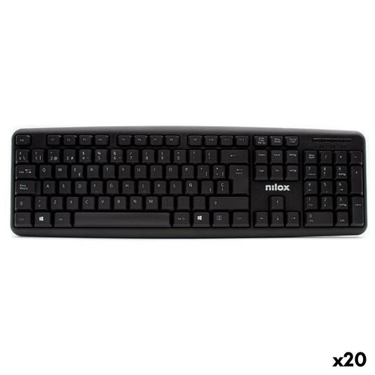Keyboard Nilox Black Spanish Qwerty (20 Units)