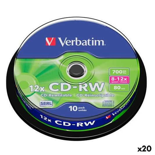 CD-RW Verbatim 700 MB 12x 10 Pieces (20 Units)