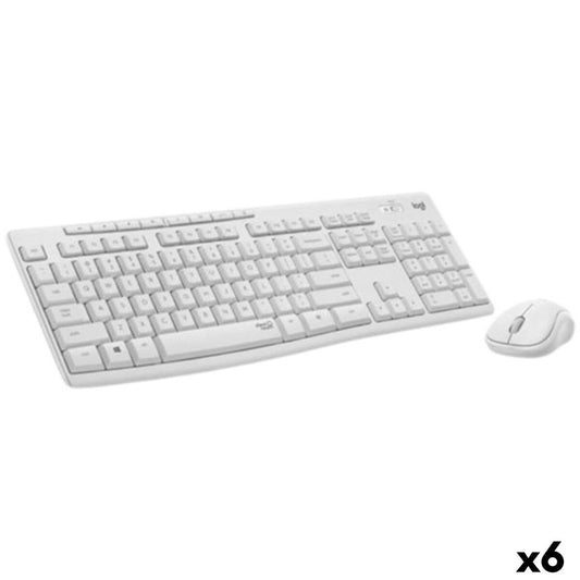 Keyboard and Mouse Logitech White Spanish Qwerty (6 Units)